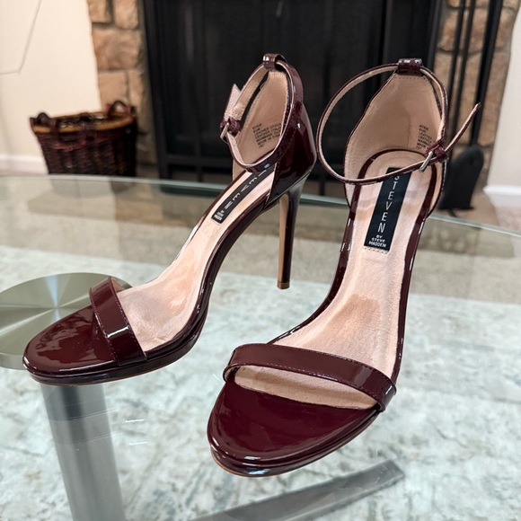 Steve Madden Burgundy Red Wine Rykie Heel Sandal Women’s Size 8.5 - Picture 6 of 8